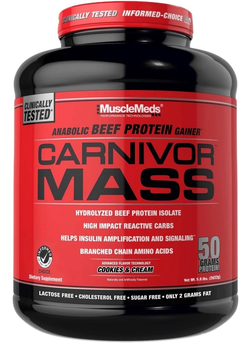 ماسيلميدز كارنيفور ماس - كوكيز آند كريم، 5.8 رطل | غذاء فائق البناء مع بروتين بقري معزول متحلل لنمو العضلات الخالية من الدهون، والقوة، والتعافي - Image 1